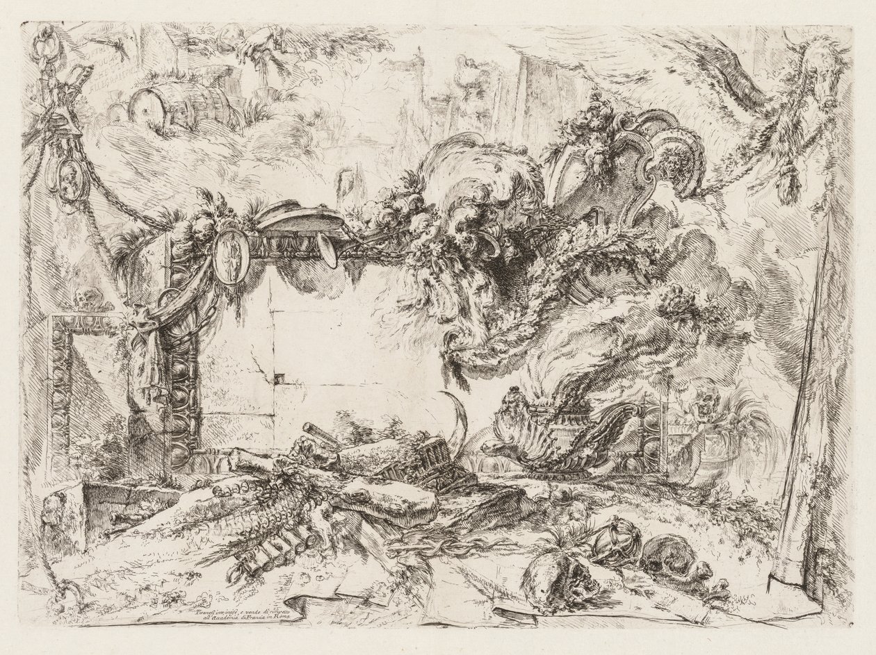 Groteschi : Ruines avec crânes et un vase fumant - Giovanni Battista Piranesi