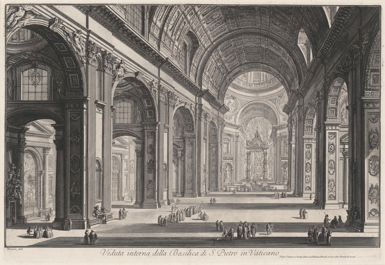 Vue intérieure de la basilique Saint-Pierre au Vatican (tiré de : Vedute di Roma) - Giovanni Battista Piranesi