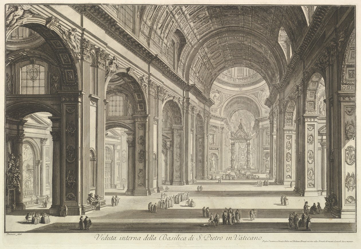 Vue intérieure de la basilique Saint-Pierre au Vatican, extraite de «Vedute di Roma» (Vues de Rome) - Giovanni Battista Piranesi