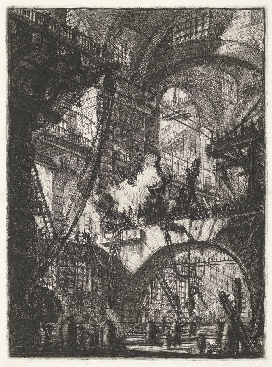 Prison avec feu fumant - Giovanni Battista Piranesi