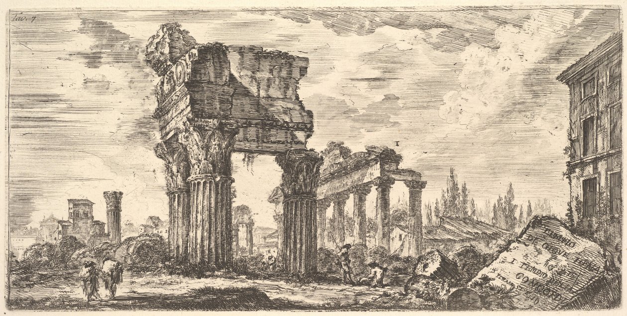 Planche 7 : Temple de Jupiter Tonans Jupiter le Tonnerre. 1. Temple de la Concorde. Temp..., vers 1748 - Giovanni Battista Piranesi