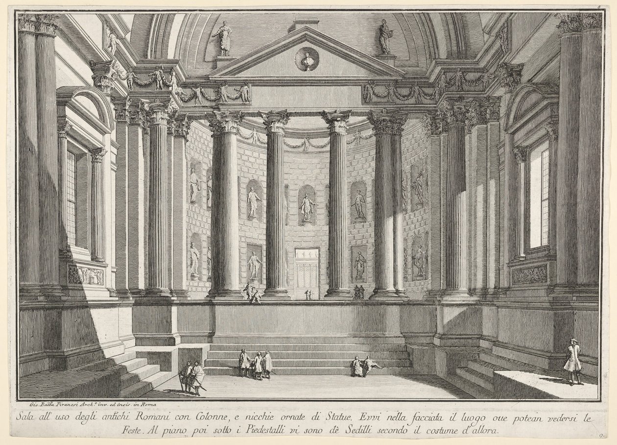 Salle colonnadée selon la coutume des anciens Romains, et niches ornées - Giovanni Battista Piranesi