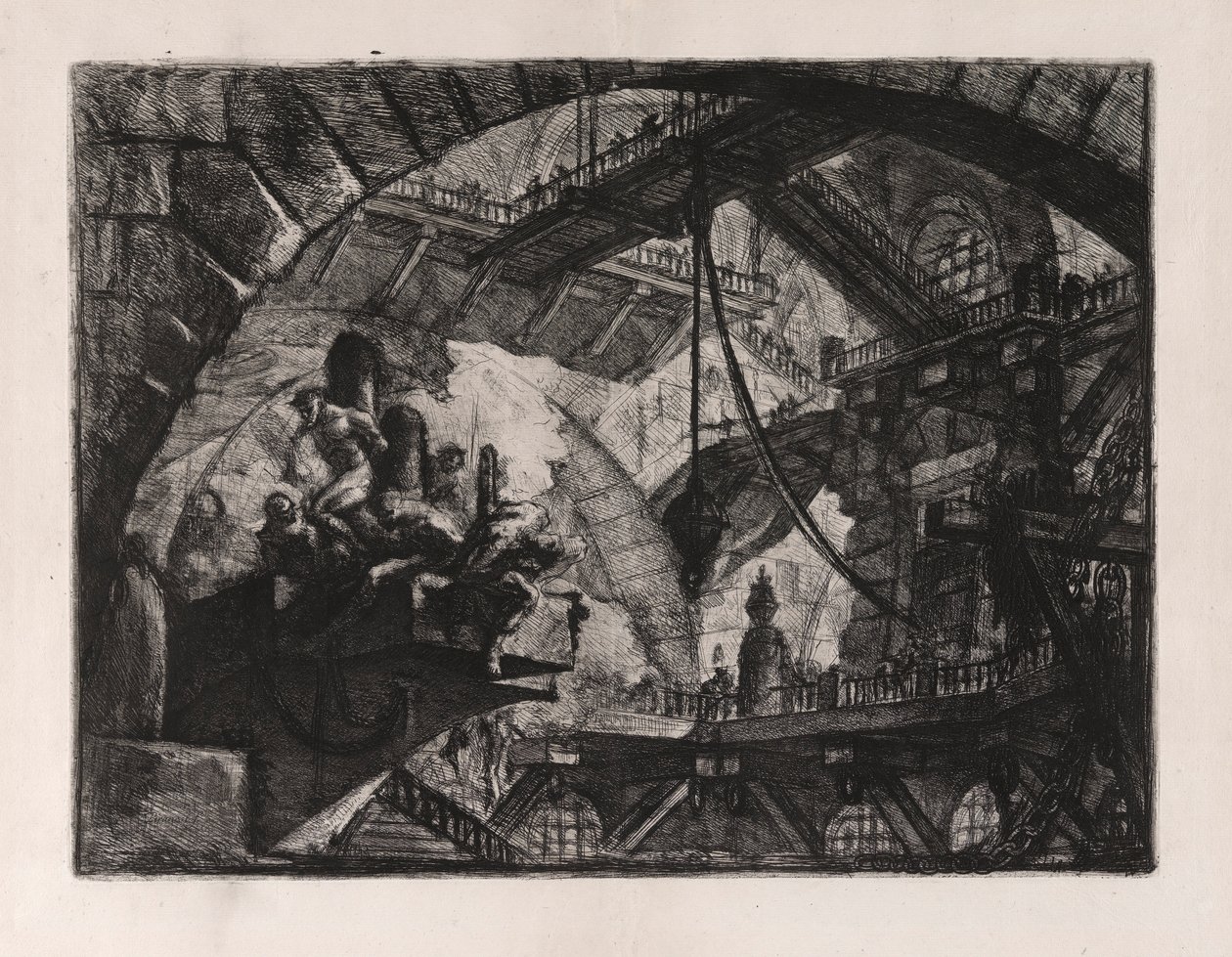 Prisonniers sur une plate-forme en saillie, planche 10 de Carceri d - Giovanni Battista Piranesi