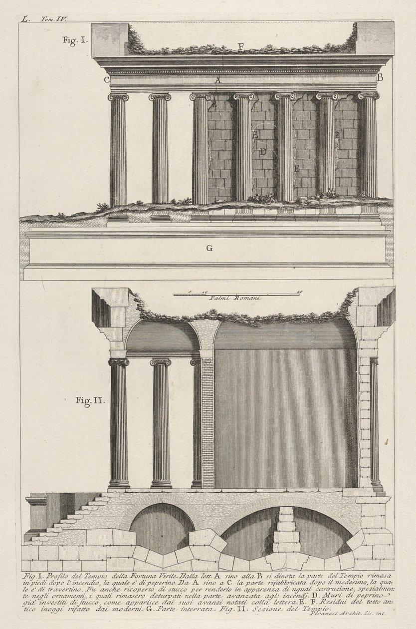 Profil du Temple de Fortuna Virilis Profilo del Tempio della Fortuna Virile, 1756 - Giovanni Battista Piranesi