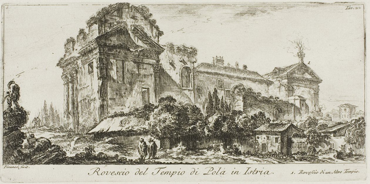 Vue arrière du temple de Pola en Istrie. 1. Vue arrière d