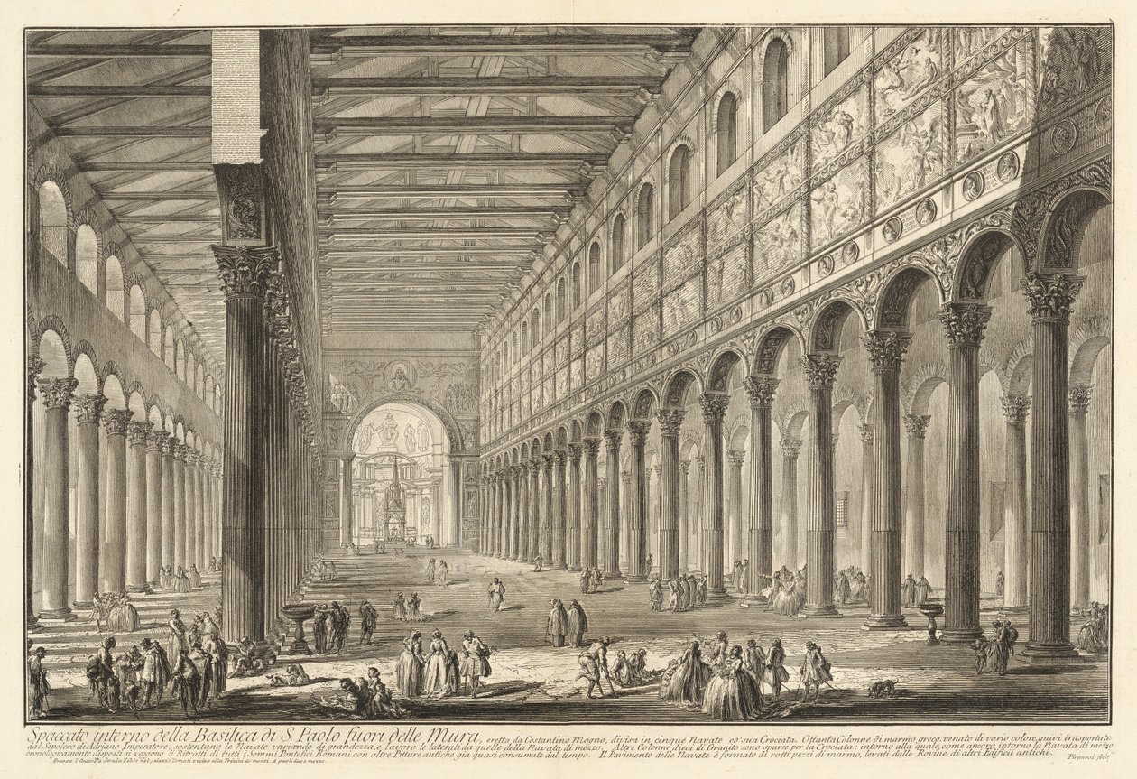 Coupe intérieure de la basilique de S. Paolo fuori delle Mura - Giovanni Battista Piranesi