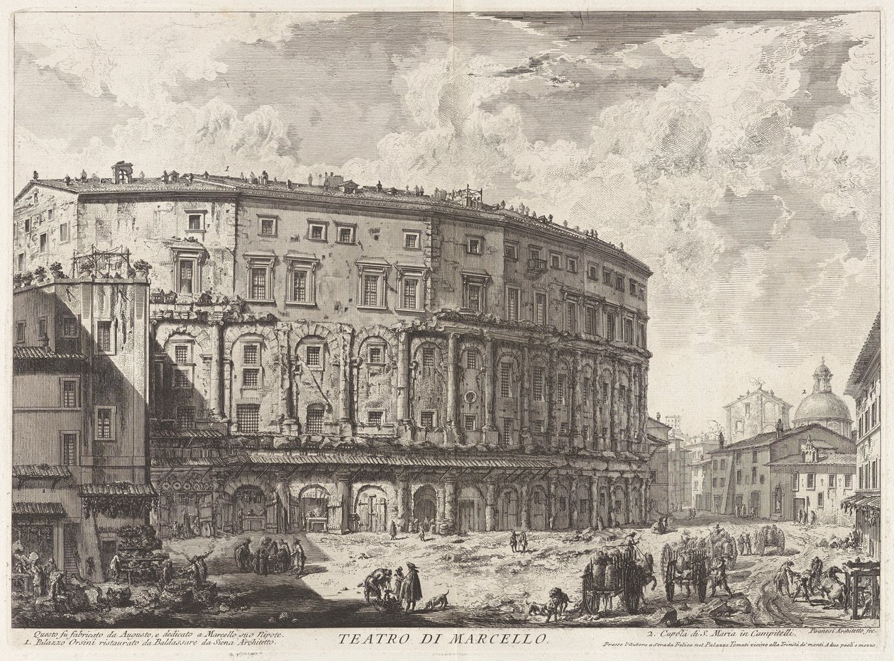 Teatro di Marcello. Questo fu fabricato da Augusto, e dedicato a Marcello suo Nipote, de Vedute di Roma - Giovanni Battista Piranesi