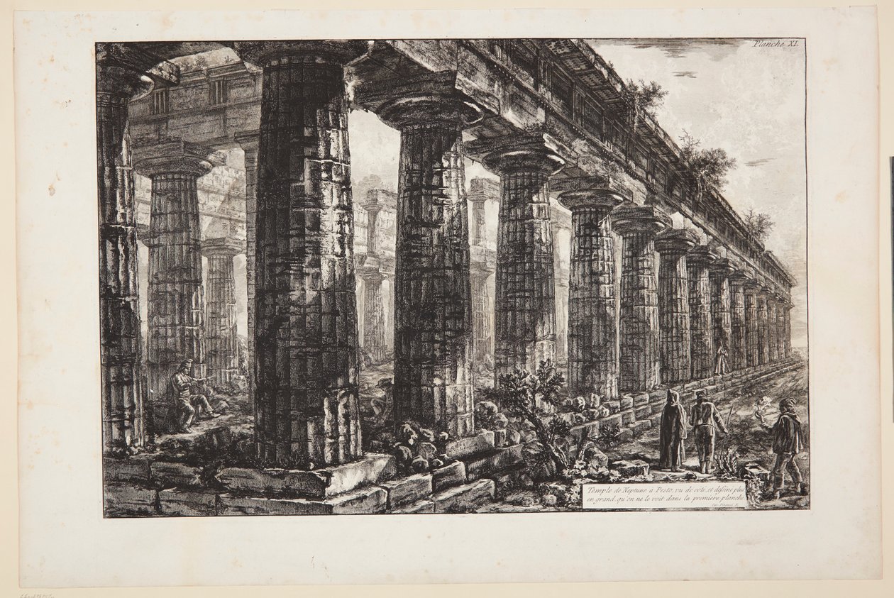Temple de Neptune à Paestum, vu de profil et représenté à une échelle plus grande que sur la première planche - Giovanni Battista Piranesi