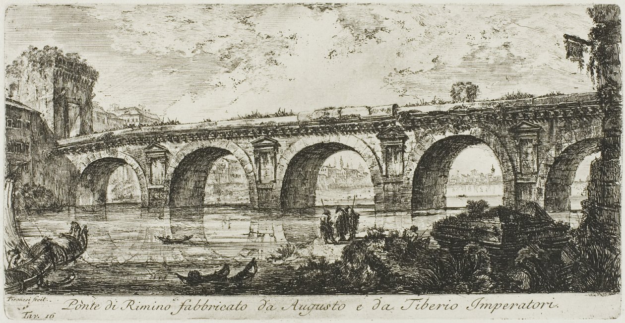 Le pont de Rimini construit par les empereurs Auguste et Tibère, planche 16 de Quelques vues d