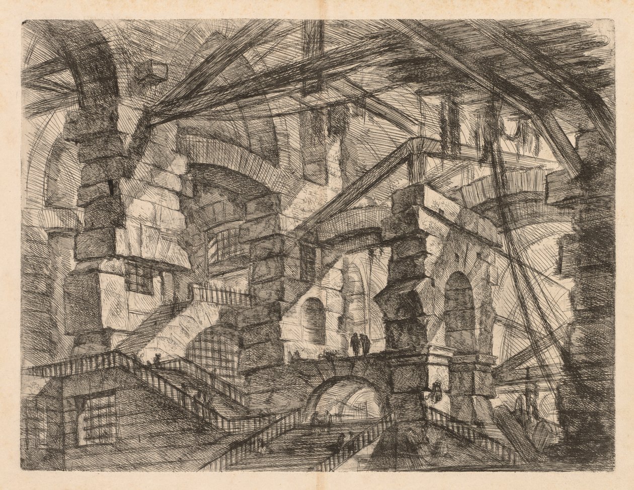 Les Prisons : Une perspective de colonnades avec escalier en zigzag - Giovanni Battista Piranesi