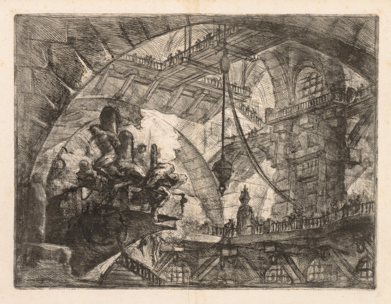 Les Prisons : Une Vaste Galerie avec un Groupe de Prisonniers - Giovanni Battista Piranesi