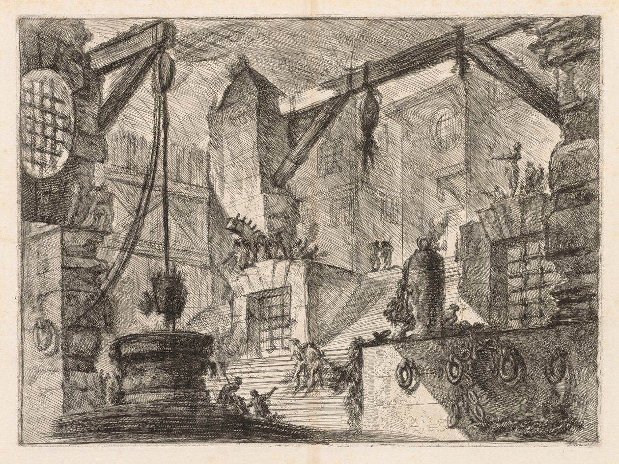 Les Prisons : Intérieur à colonnades avec un large escalier, 1745-1750 - Giovanni Battista Piranesi