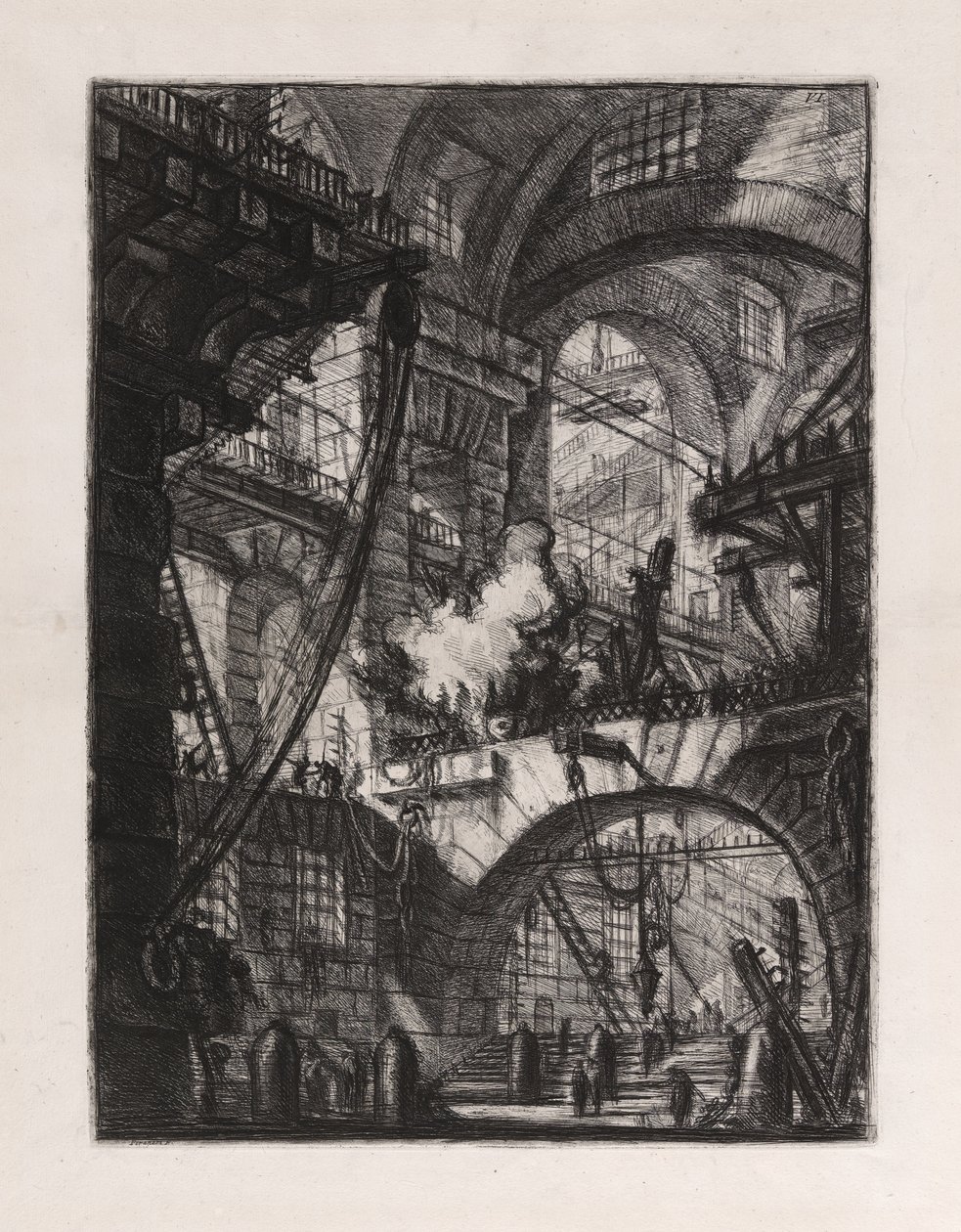 Le feu fumant, planche 6 des Carceri d