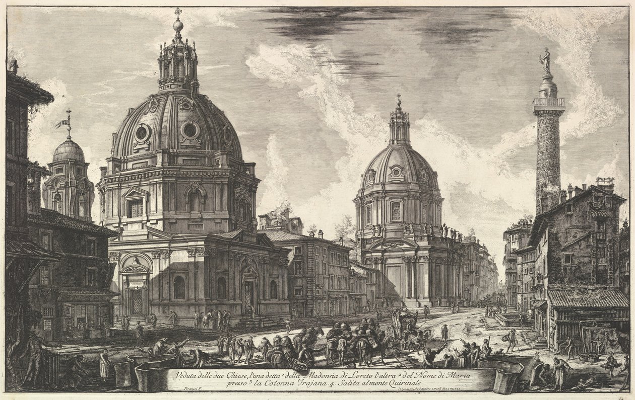Deux églises près de la colonne de Trajan, S. Maria di Loreto et Santissimo Nome di Maria Ve..., vers 1762 - Giovanni Battista Piranesi
