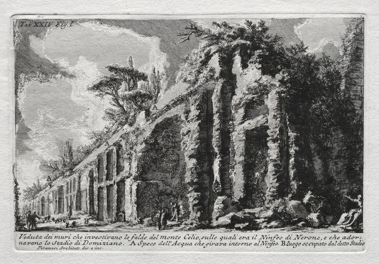 Veduta dei muri che investivano le falde del Monte Celio - Giovanni Battista Piranesi