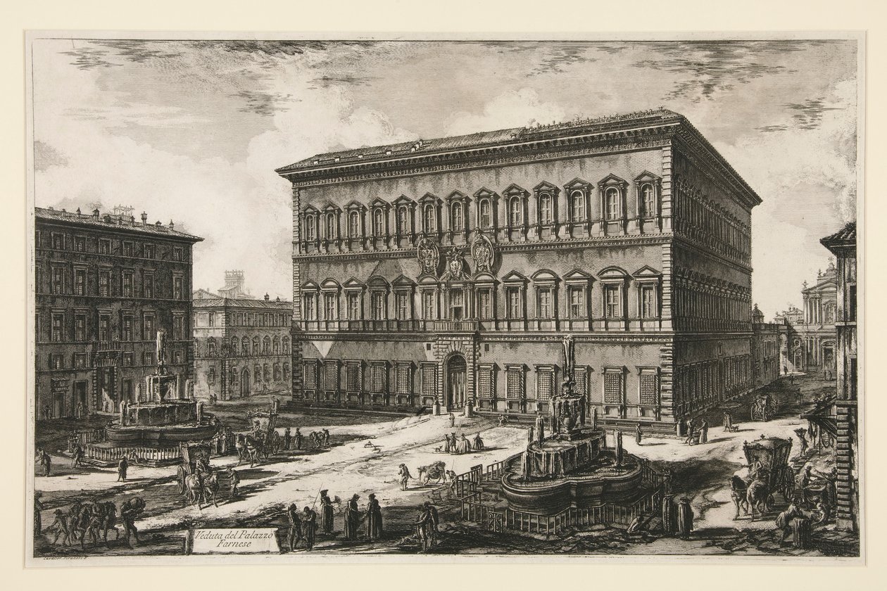 Vue du Palais Farnèse, de Vedute di Roma - Giovanni Battista Piranesi