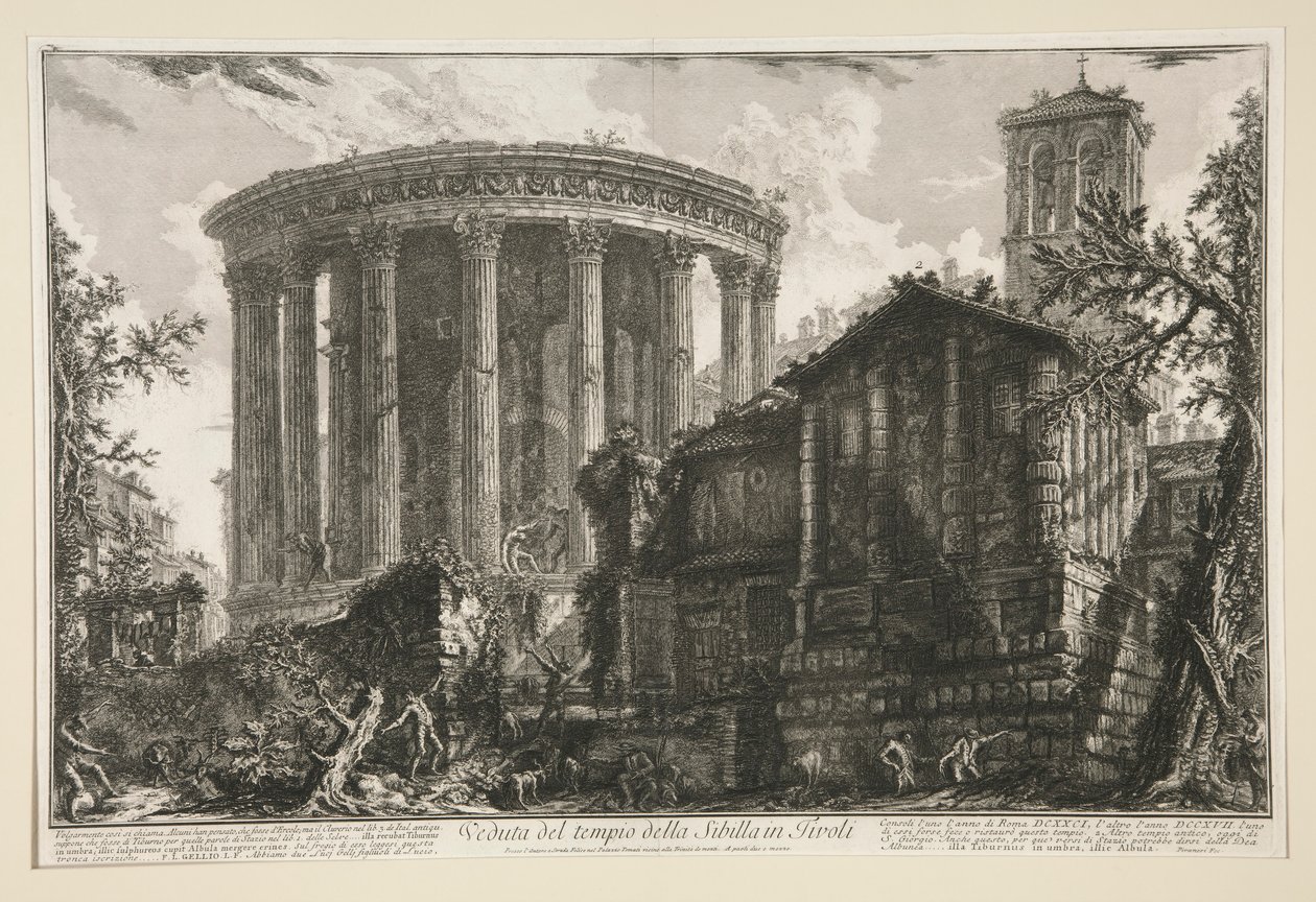 Vue du temple de la Sibylle à Tivoli, des Vues de Rome - Giovanni Battista Piranesi