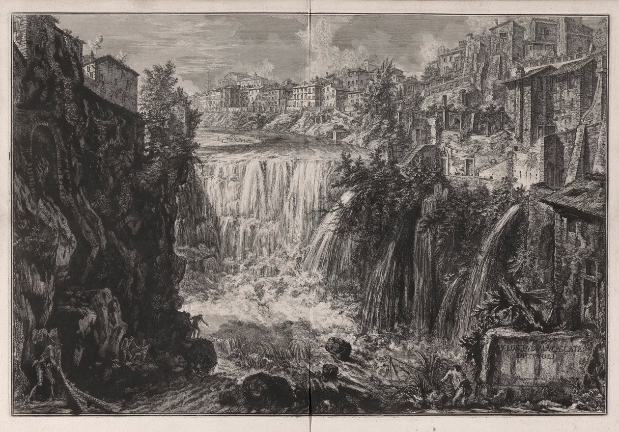 Vue de la cascade de Tivoli, de Vedute di Roma - Giovanni Battista Piranesi