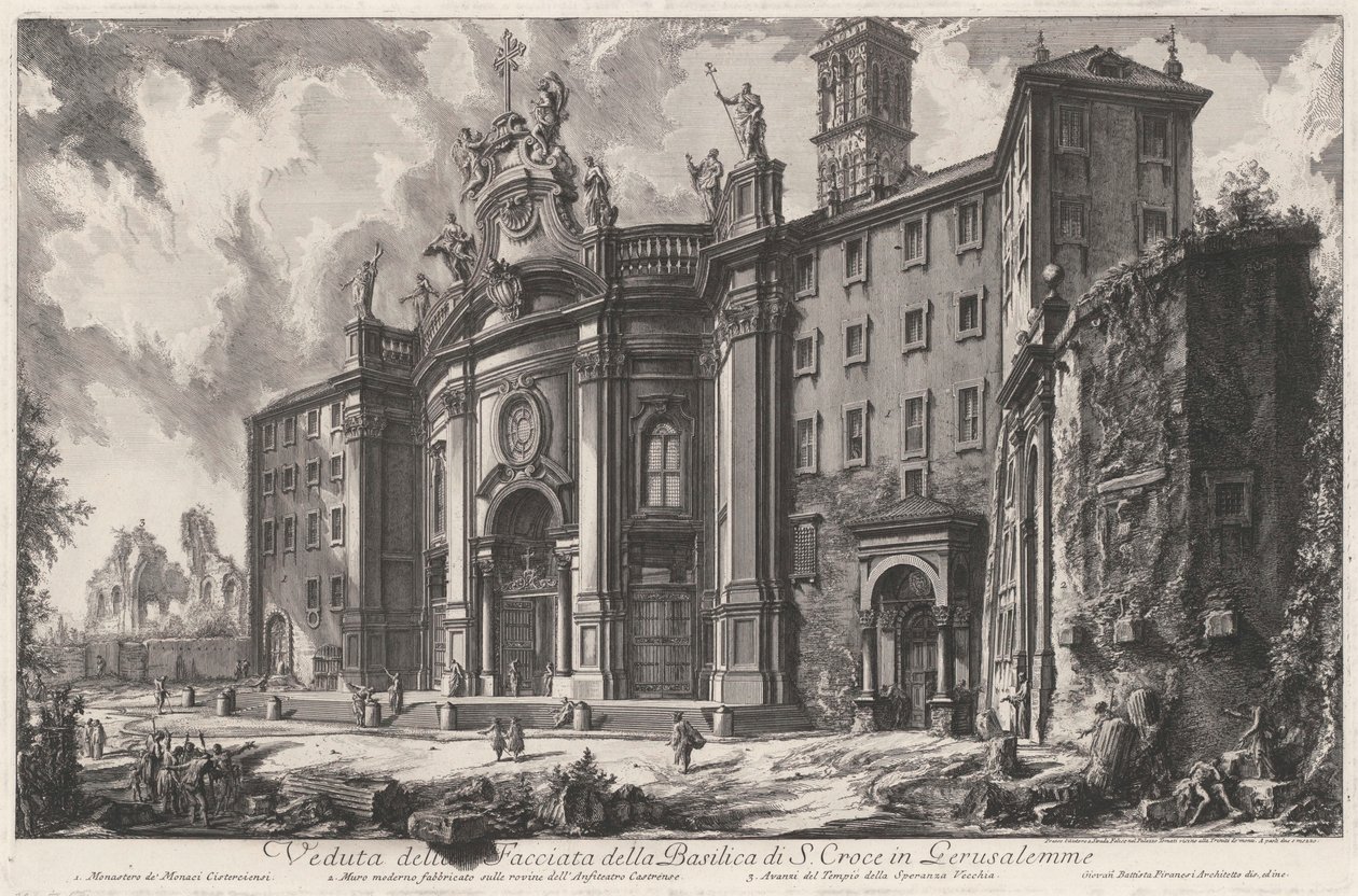 Vue de la façade de la basilique Santa Croce in Gerusalemme - Giovanni Battista Piranesi