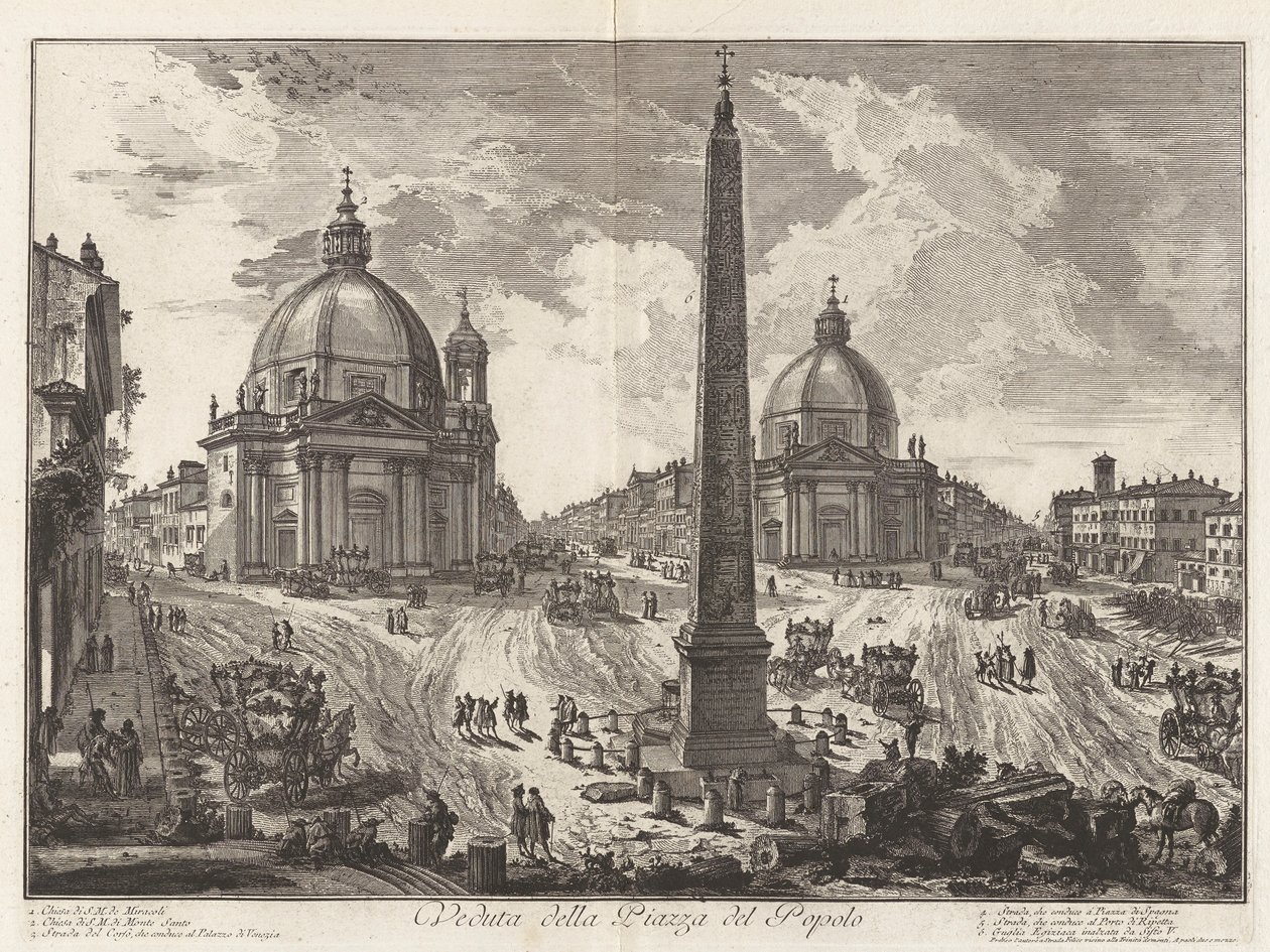 Veduta della Piazza del Popolo (Vue de la Piazza del Popolo), de Vedute di Roma (Vues de Rome) - Giovanni Battista Piranesi