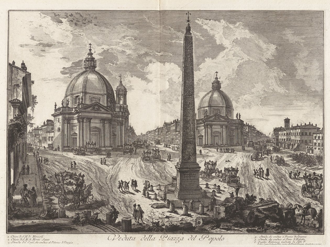Vue de la Piazza del Popolo, de Vedute di Roma (Vues de Rome) - Giovanni Battista Piranesi