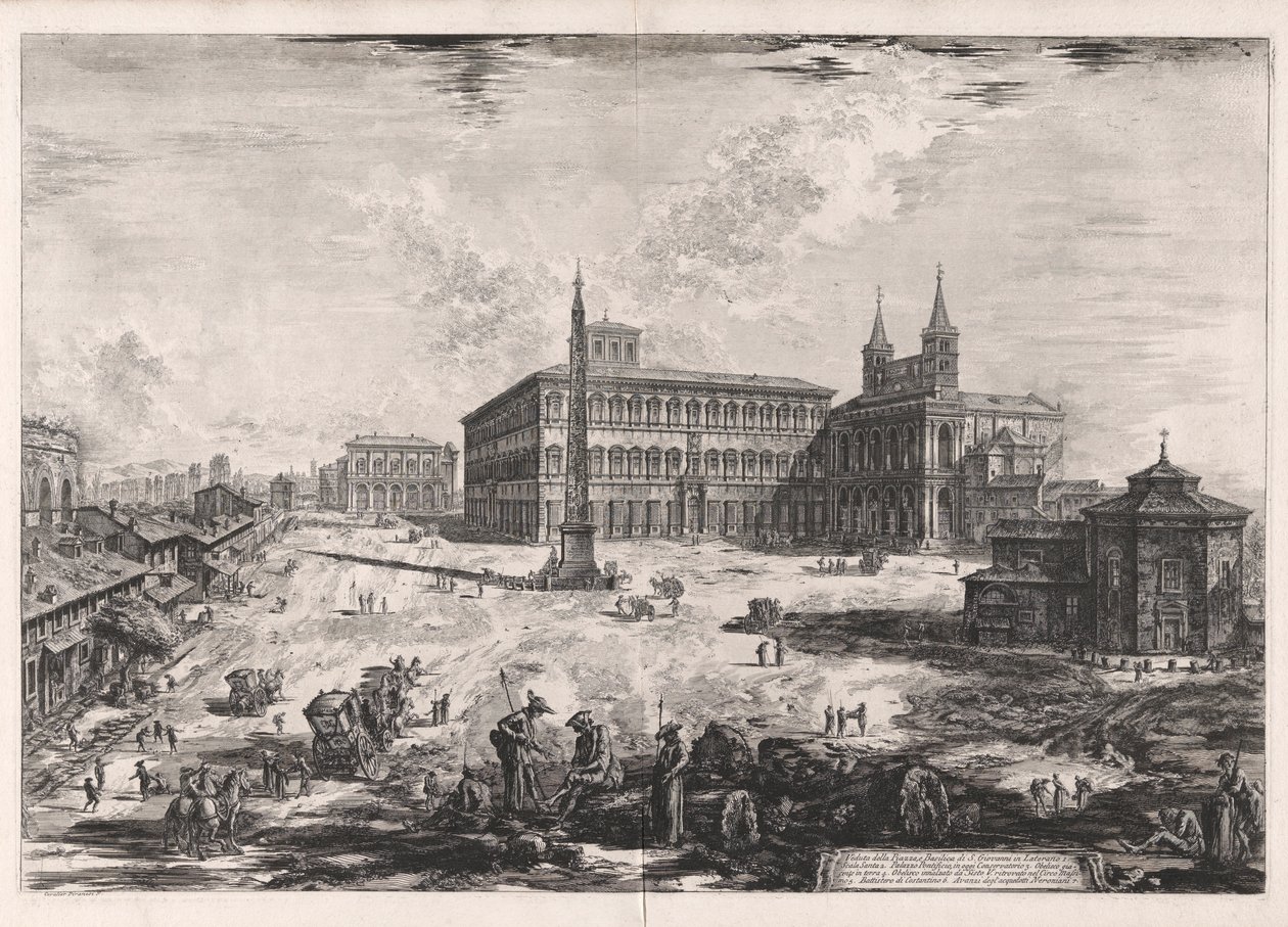 Vue de la place et de la basilique de San Giovanni in Laterano, de Vedute di Roma (Vues de Rome) - Giovanni Battista Piranesi