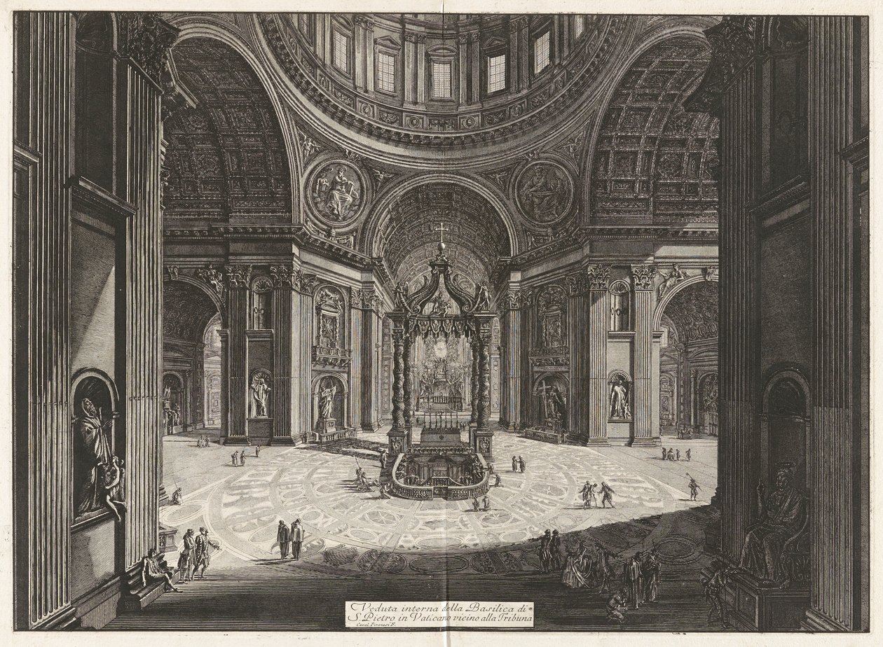 Vue intérieure de la Basilique Saint-Pierre au Vatican près de la Tribune - Giovanni-Battista Piranesi