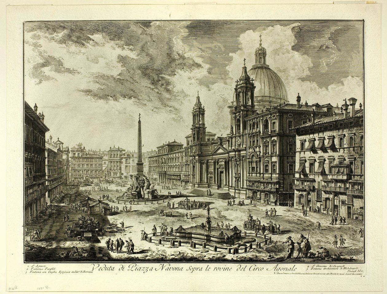 Vue de la Piazza Navona au-dessus des ruines du Cirque de Domitien, d