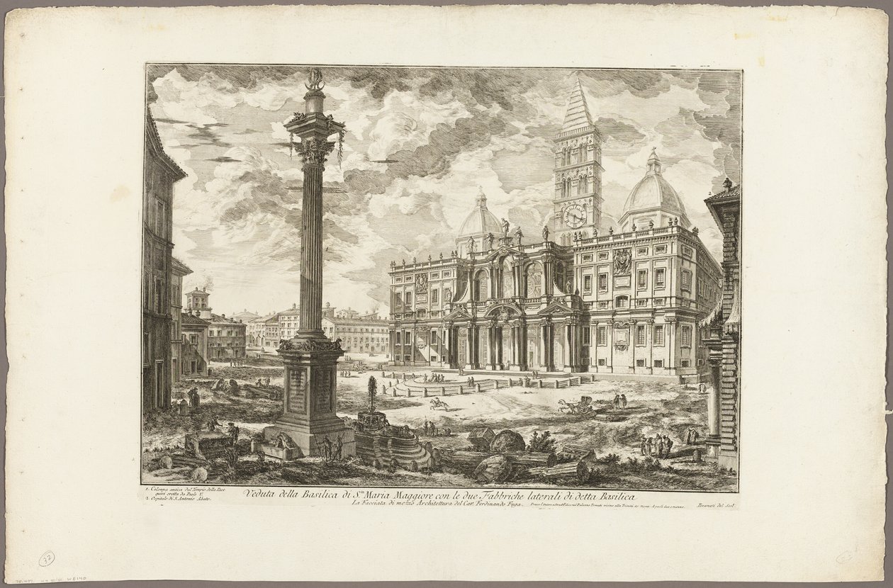 Vue de la basilique de S. Maria Maggiore avec ses deux ailes latérales, des Vues de Rome - Giovanni Battista Piranesi