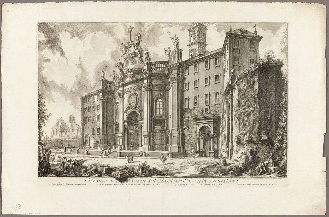 Vue de la façade de la basilique de S. Croce in Gerusalemme [la Sainte-Croix de Jérusalem], de Vues de Rome - Giovanni Battista Piranesi