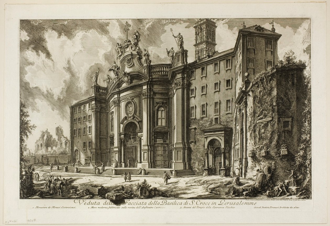 Vue de la façade de la basilique de S. Croce in Gerusalemme, des Vues de Rome - Giovanni Battista Piranesi