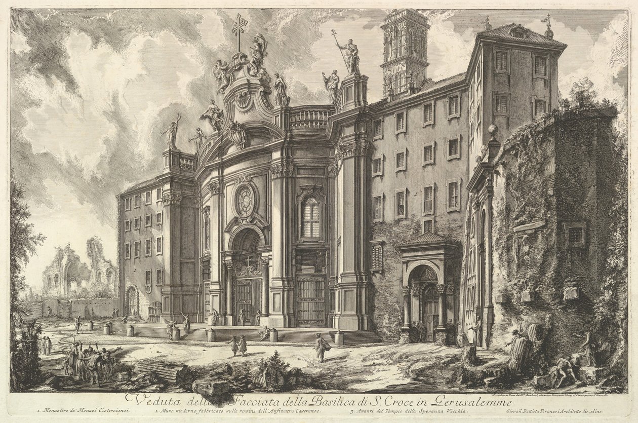 Vue de la façade de la basilique de S. Croce in Gerusalemme [la Sainte-Croix de Jérusalem], vers 1750 - Giovanni Battista Piranesi