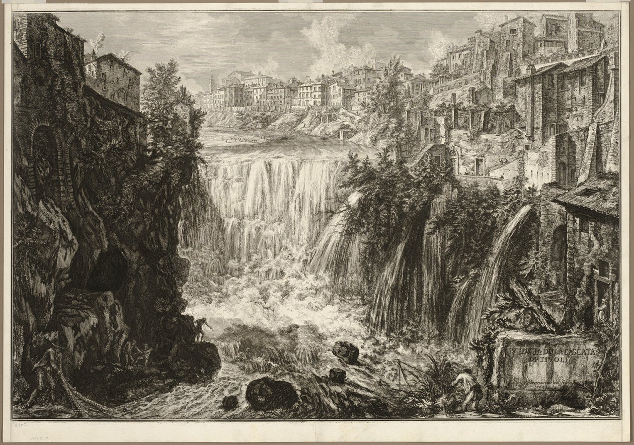 Vue de la grande cascade à Tivoli, de Vues de Rome - Giovanni Battista Piranesi