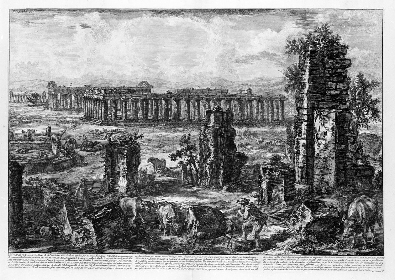 Vue des temples de Paestum - Giovanni-Battista Piranesi