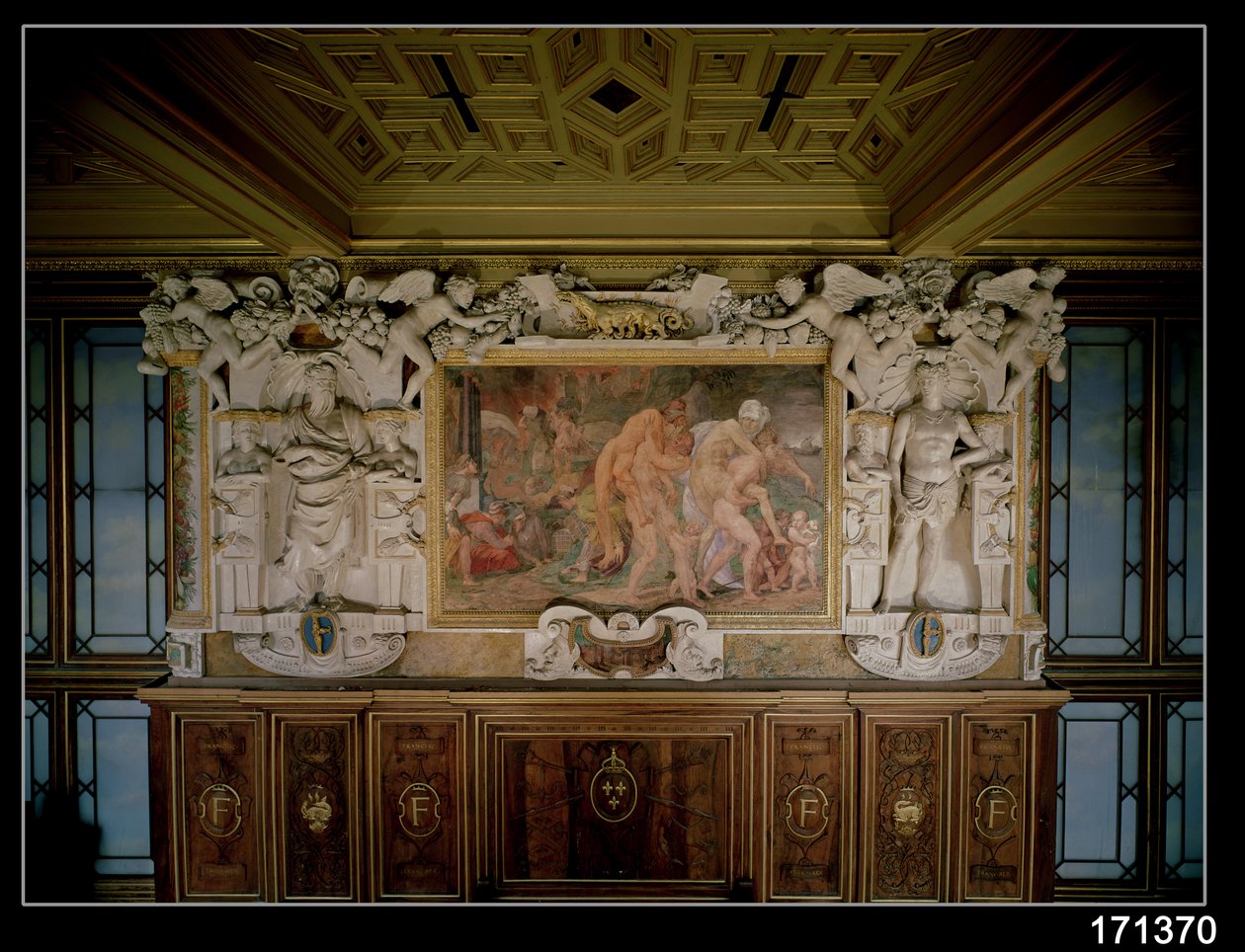 Le Sac de Troie ou Catane, détail du décor de la Galerie de François Ier (1494-1547) 1535-40 - Giovanni Battista Rosso Fiorentino