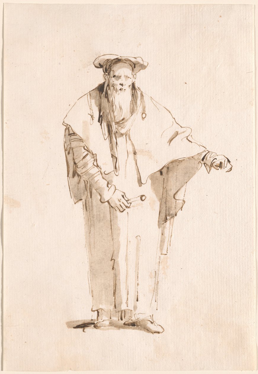 Un oriental debout tenant une baguette - Giovanni Battista Tiepolo