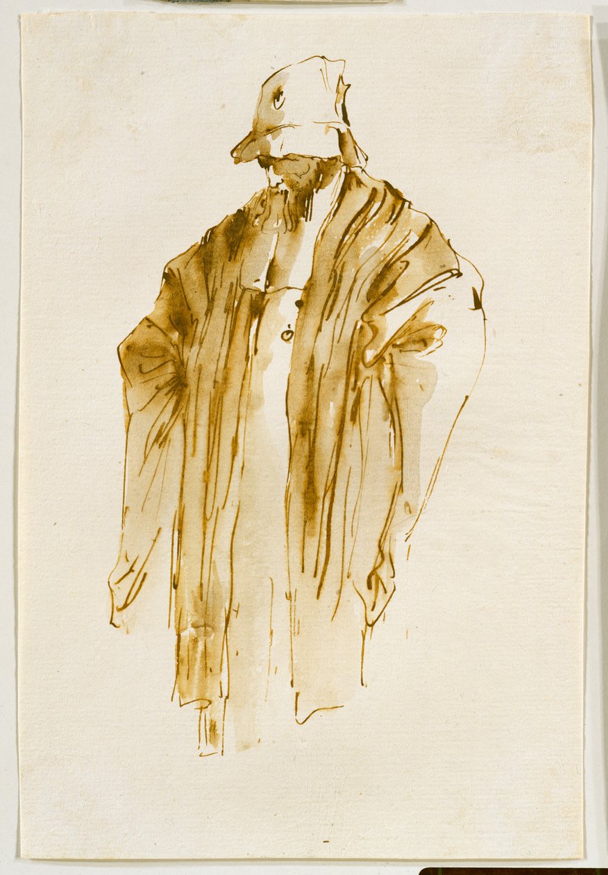 Bärtiger Mann, der nach links unten schaut - Giovanni Battista Tiepolo