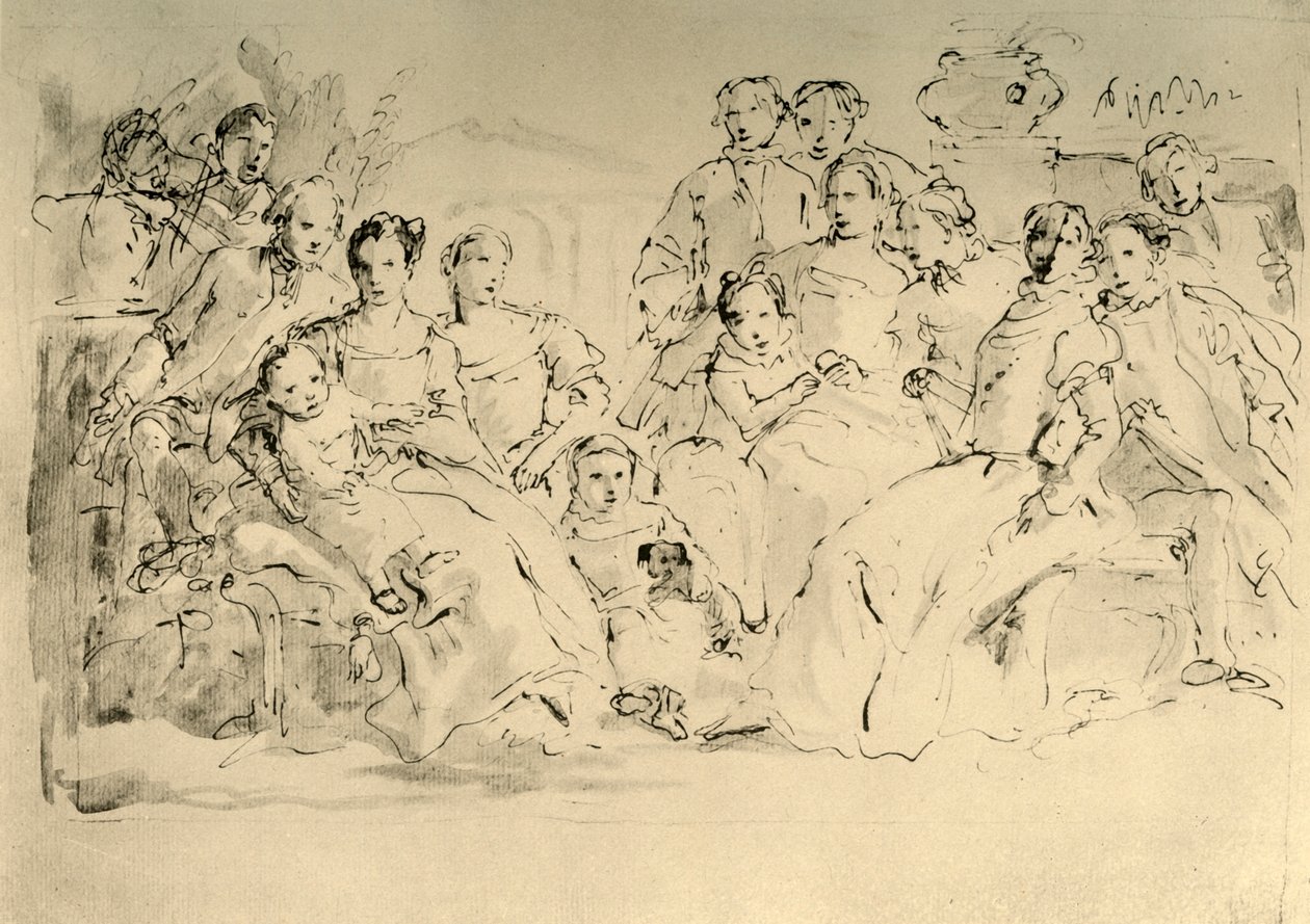 Esquisse pour un portrait de groupe, milieu du 18ème siècle, 1928 - Giovanni Battista Tiepolo