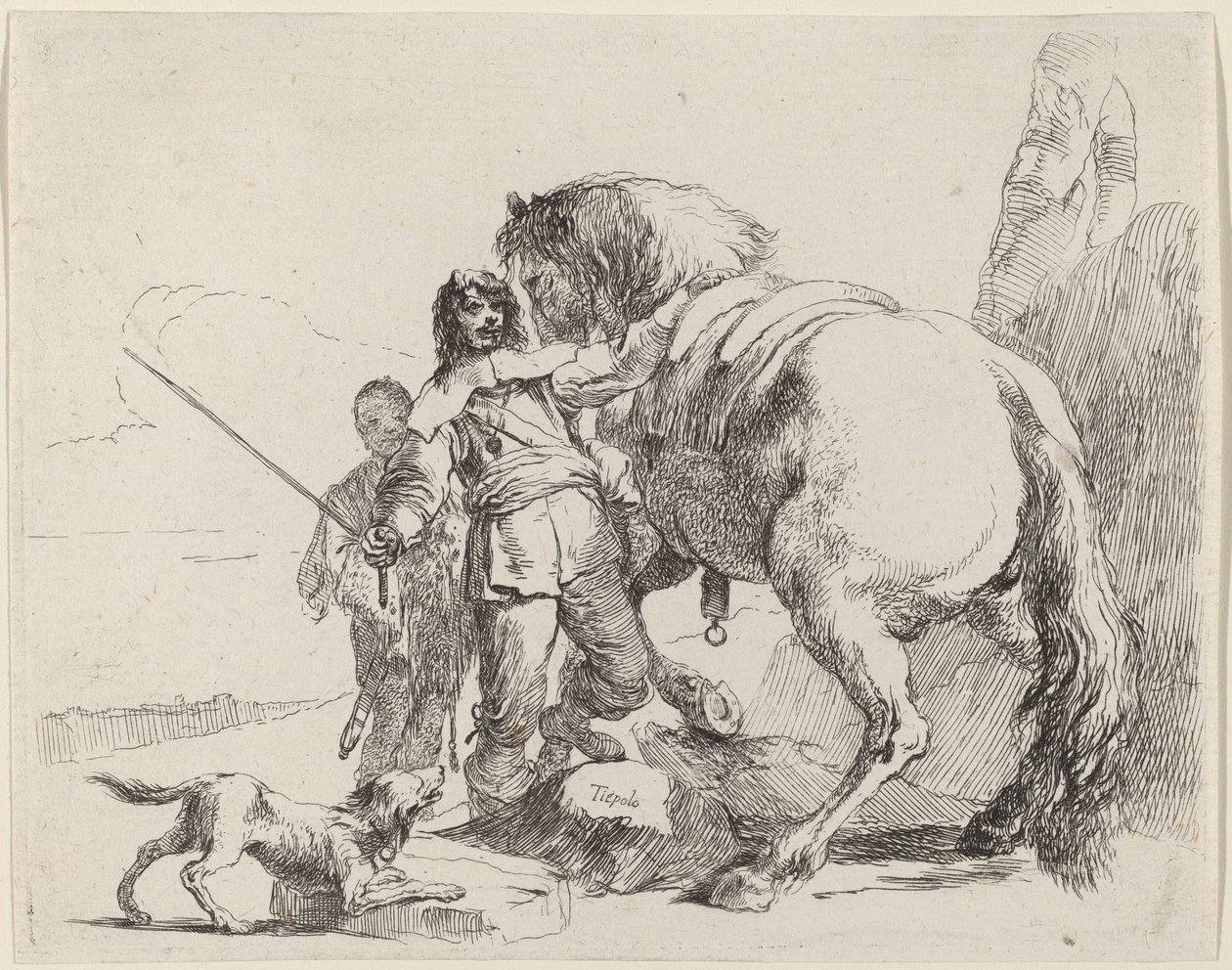 Soldat avec cheval et assistant - Giovanni Battista Tiepolo
