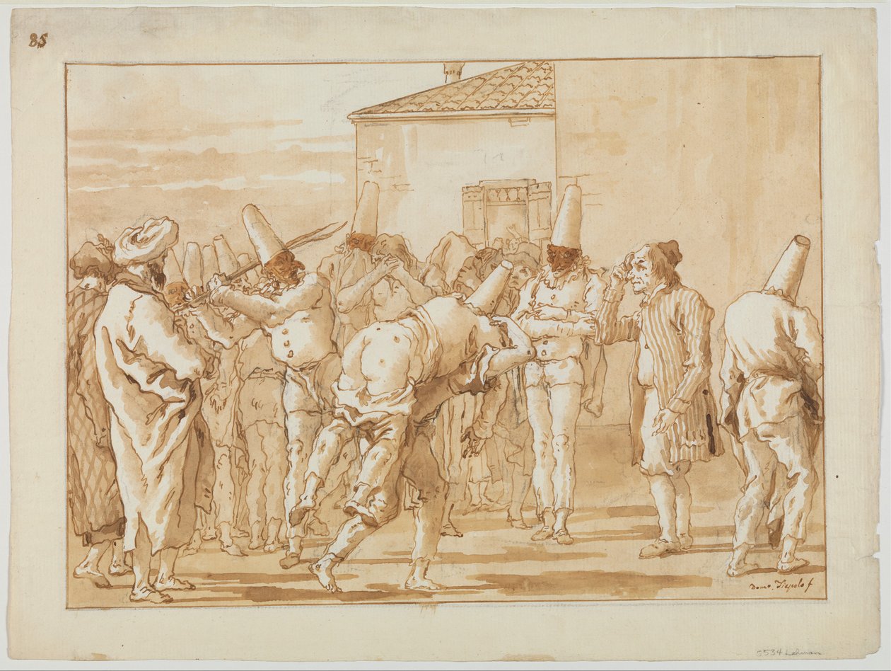 La Flagellation de Punchinello, vers 1800 - Giovanni Battista Tiepolo