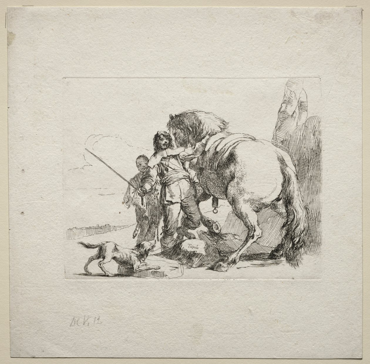Divers caprices : Le cavalier montant son cheval - Giovanni Battista Tiepolo