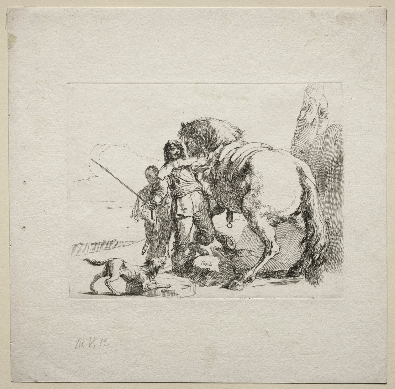 Divers caprices : Le cavalier montant son cheval, 1785 - Giovanni Battista Tiepolo