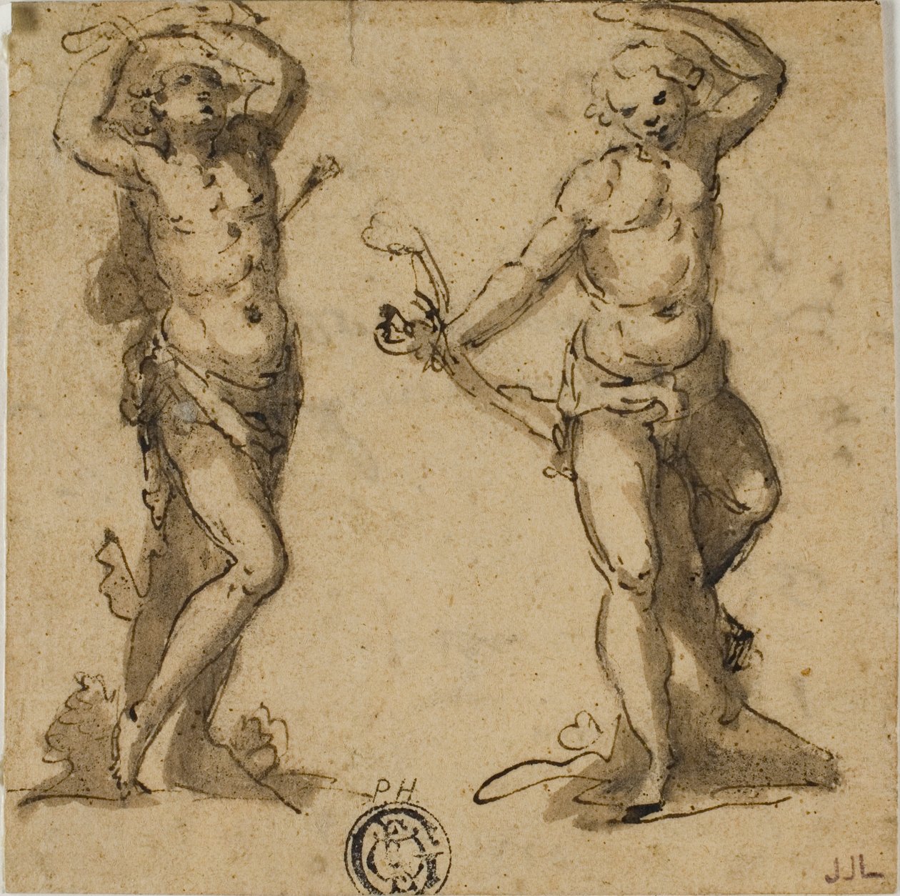 Deux croquis de Saint Sébastien - Giovanni Battista Trotti