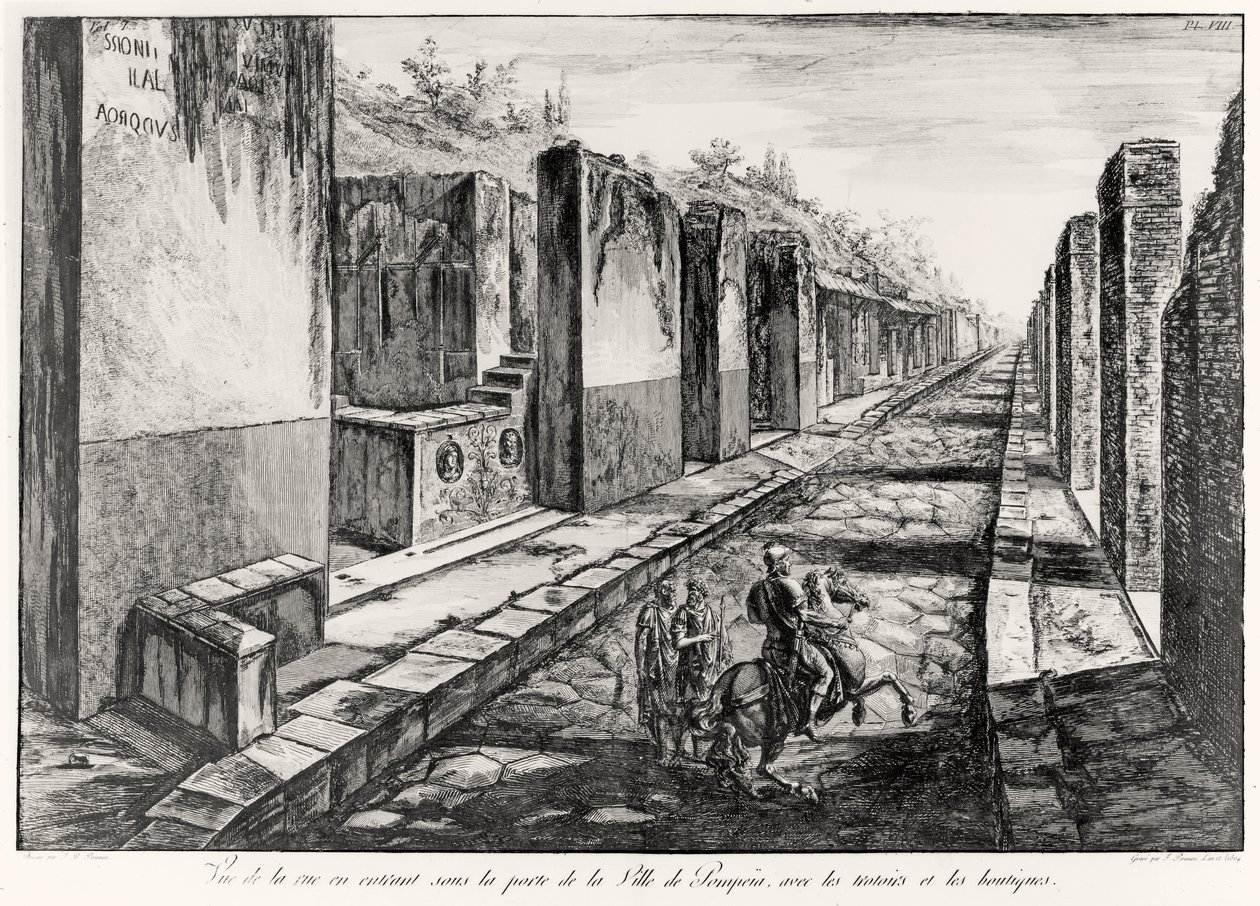 Vue de la rue de la Porte de la ville de Pompéi, d