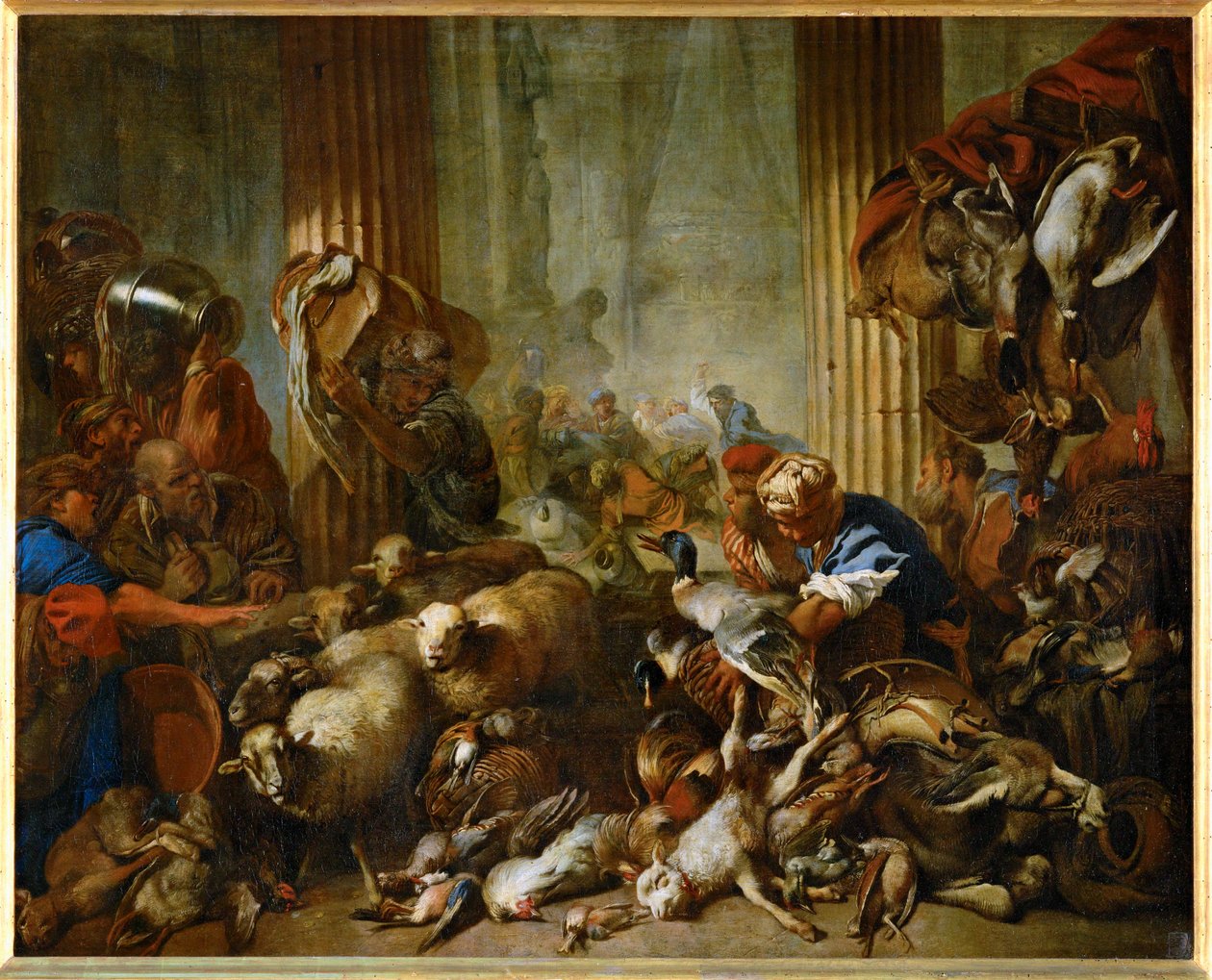 Jésus chasse les marchands du temple (peinture sur toile) - Giovanni Benedetto (1609-64) Castiglione