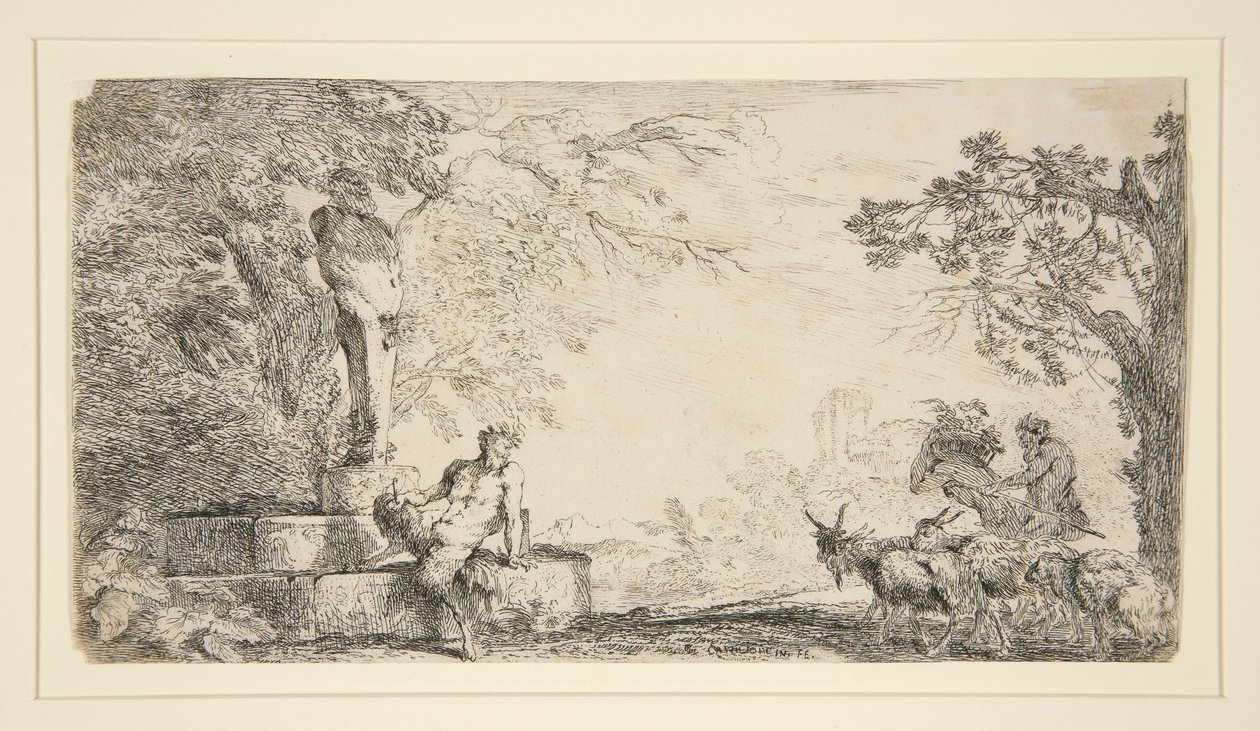 Un satyre reposant sous un herm - Giovanni Benedetto Castiglione