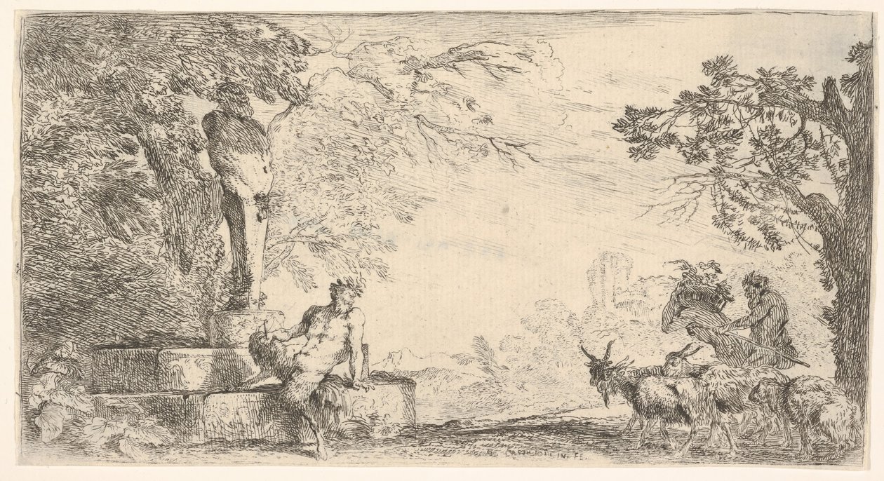 Un satyre allongé au pied d