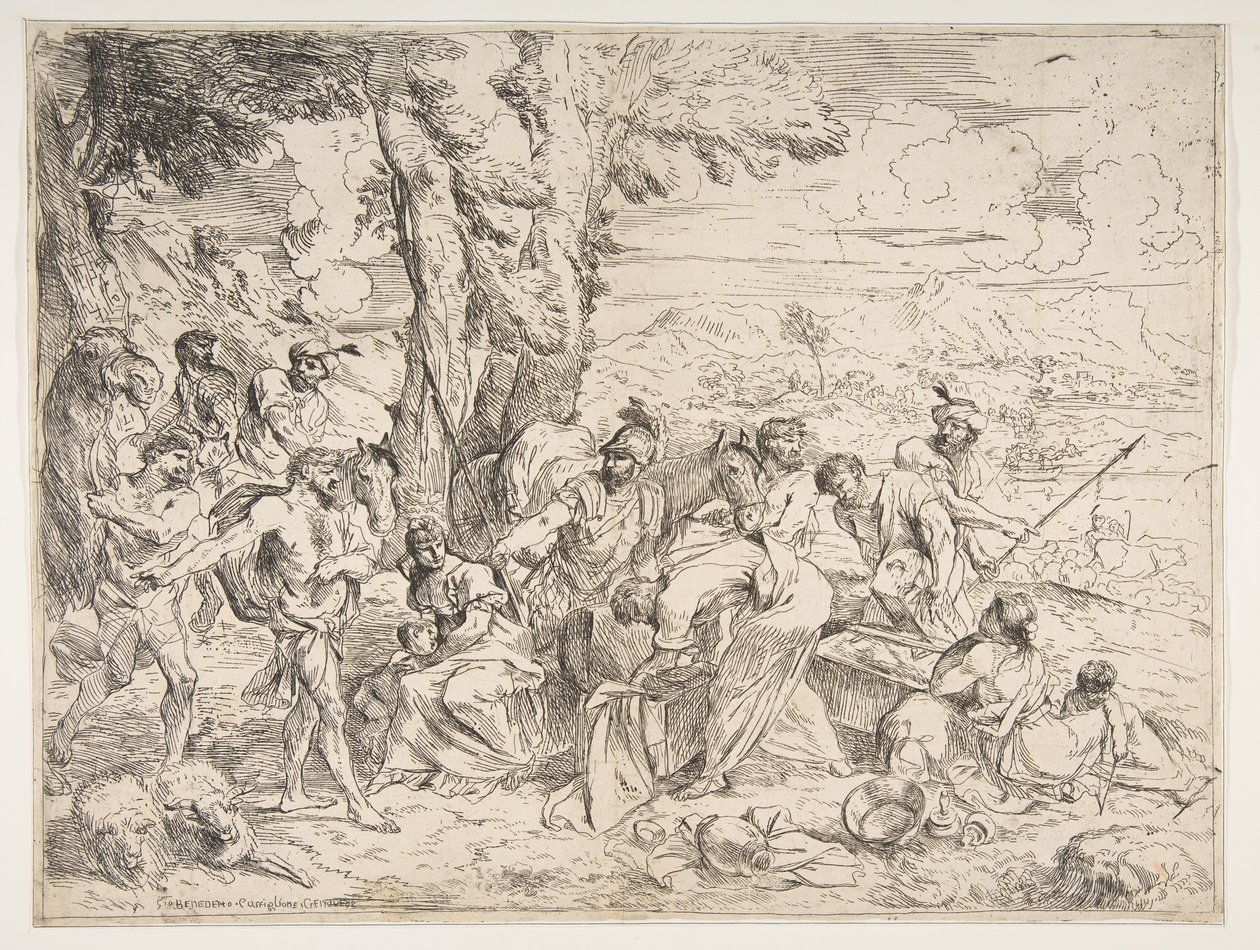 Laban cherchant des idoles parmi les possessions de Jacob, vers 1635-40 - Giovanni Benedetto Castiglione