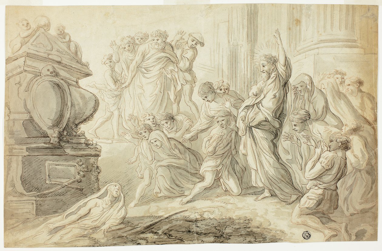 Résurrection de Lazare (recto); Voyageurs avec charrette devant une auberge (verso) - Giovanni Benedetto Castiglione