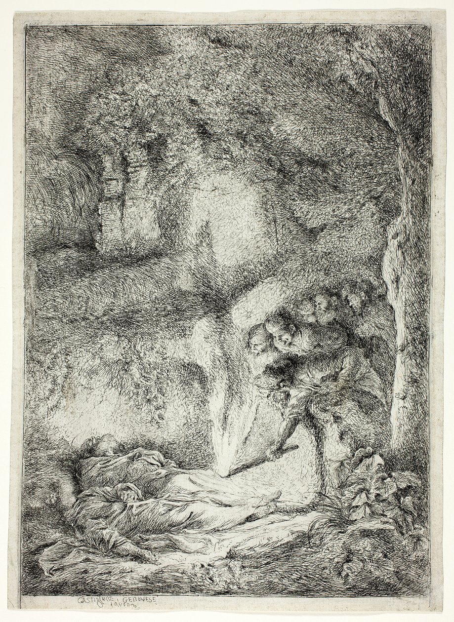 Les corps des saints Pierre et Paul cachés dans les catacombes - Giovanni Benedetto Castiglione